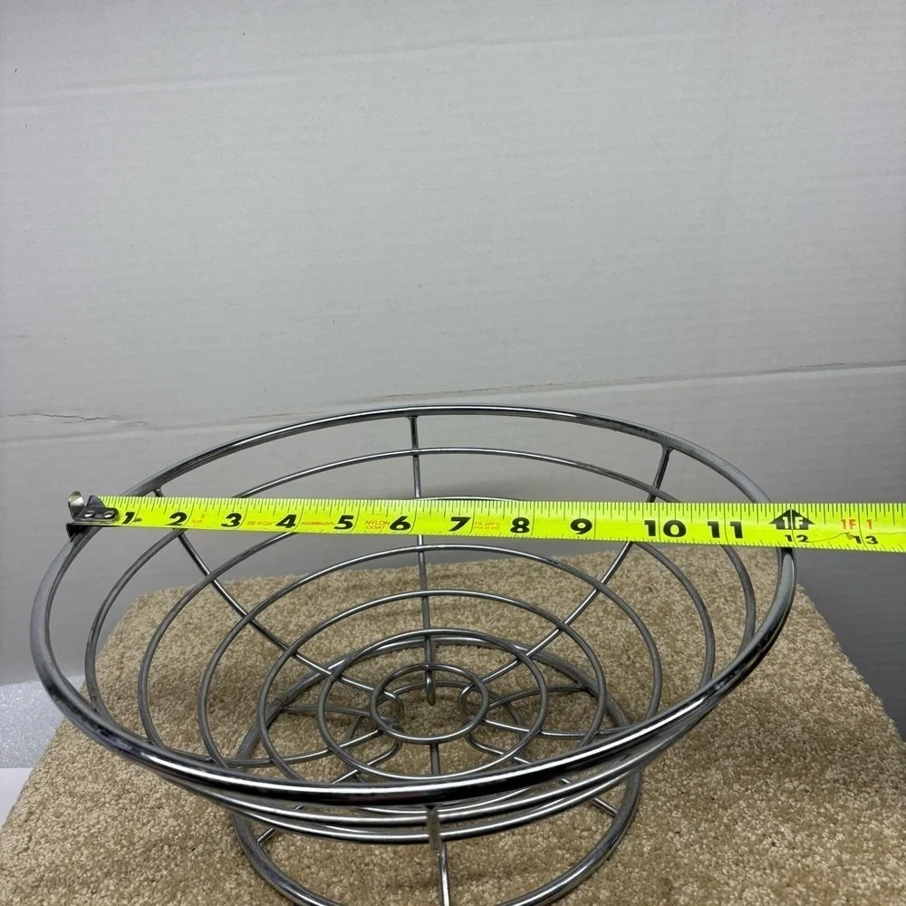 Contemporary Heavy Chrome 12” Wire Fruit Bread Vegetable Kitchen Basket Decor